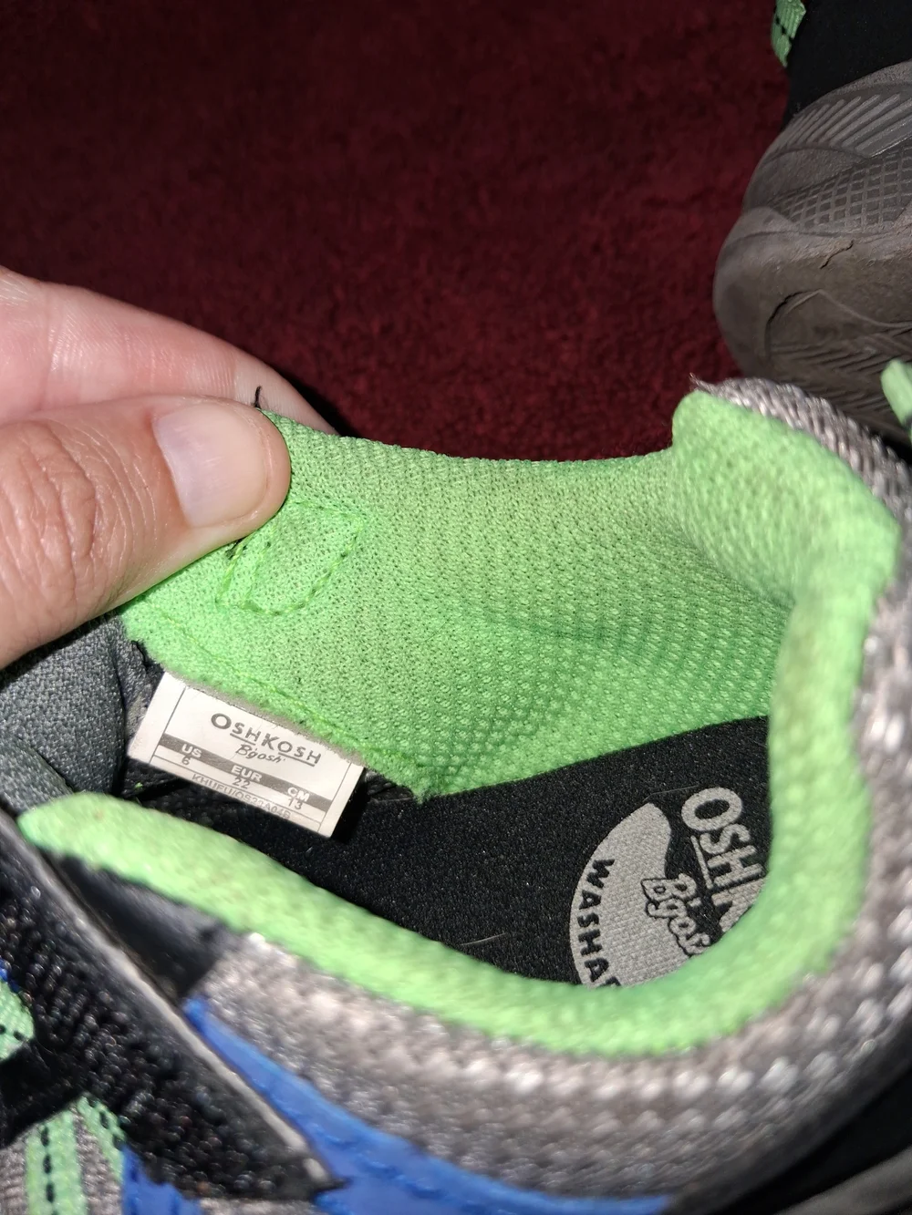 OshKosh B'gosh Gray, Green & Blue Kids' Sneakers SIZE 6